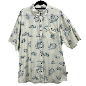 Howler Brothers Button-Up Shirt Mexican Island Print Polo Men's Size XXL